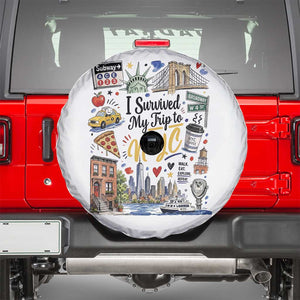 I Survived My Trip To NYC Iconic Symbols Graphic Spare Tire Cover Funny New York City Travel Humor Vacation Souvernir