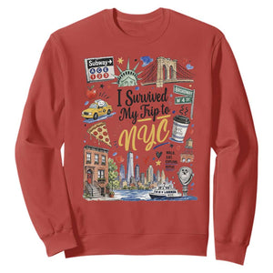 I Survived My Trip To NYC Iconic Symbols Graphic Sweatshirt Funny New York City Travel Humor Vacation Souvernir