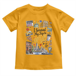 I Survived My Trip To NYC Iconic Symbols Graphic Toddler T Shirt Funny New York City Travel Humor Vacation Souvernir