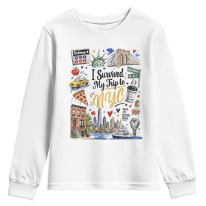 I Survived My Trip To NYC Iconic Symbols Graphic Youth Sweatshirt Funny New York City Travel Humor Vacation Souvernir