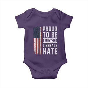 Proud To Be Everything Liberals Hate Satire Baby Onesie Distressed American Flag Patriotic Sarcasm Graphic