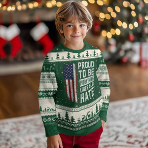 Proud To Be Everything Liberals Hate Satire Ugly Christmas Sweater Distressed American Flag Patriotic Sarcasm Graphic