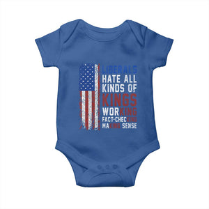 Liberals Hate All Kinds Of Kings American Flag Baby Onesie Working Fact Checking Making Sense Patriotic Sarcasm