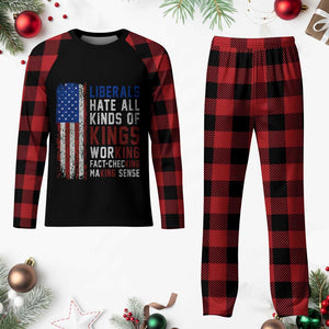 Liberals Hate All Kinds Of Kings American Flag Plaid Pajama Set Working Fact Checking Making Sense Patriotic Sarcasm