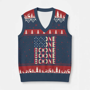 Boone Name Lover American Flag USA Stars Stripes V-Neck Knit Sweater Vest