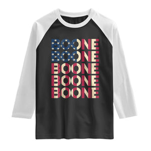 Boone Name Lover American Flag USA Stars Stripes Raglan Shirt