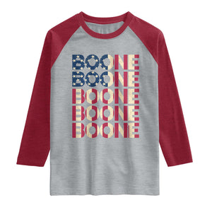 Boone Name Lover American Flag USA Stars Stripes Raglan Shirt