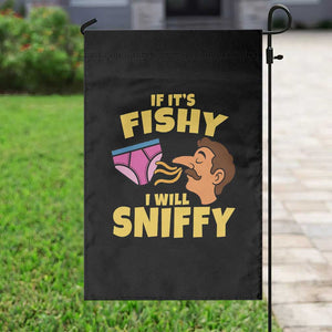 Funny Adult Humor Underwear Sniff Graphic Garden Flag If It is Fishy I Will Sniffy Innuendo Absurdist Meme