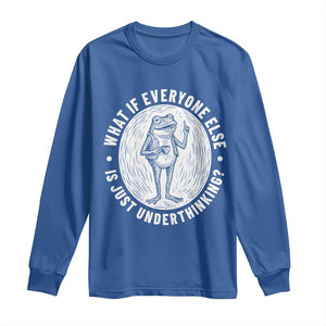 Funny Vintage Relaxed Frog Drinking Coffee Meme Long Sleeve Shirt Wish I Lacked Critical Thinking Skills You All Seem So Happy