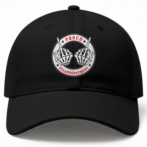 Proud Disappointment Skeleton Middle Finger Baseball Cap Edgy Sarcastic Rebel Attitude Family Black Sheep Humor