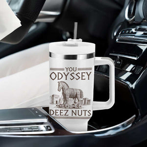 Funny Trojan Horse You Odyssey Deez Nuts Tumbler With Handle Offensive Adult Humor Greek Mythology Humor