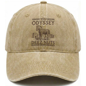 Funny Trojan Horse You Odyssey Deez Nuts Washed Cotton Baseball Cap Offensive Adult Humor Greek Mythology Humor