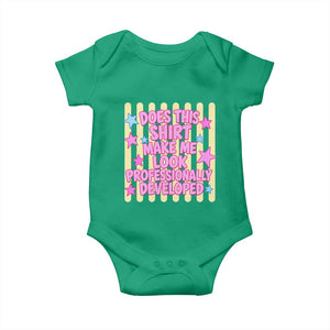 Does This Shirt Make Me Look Professionally Developed Baby Onesie Y2K Retro Stars Funny Professional Development Workplace Humor