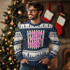 Does This Shirt Make Me Look Professionally Developed Ugly Christmas Sweater Y2K Retro Stars Funny Professional Development Workplace Humor