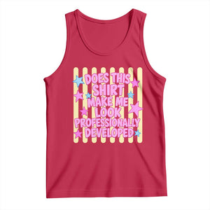 Does This Shirt Make Me Look Professionally Developed Tank Top Y2K Retro Stars Funny Professional Development Workplace Humor
