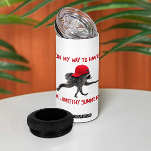 On My Way To Have A Jimothy Summer 4 in 1 Can Cooler Tumbler Funny Viral Seattle Raccoon Wearing Red Cap