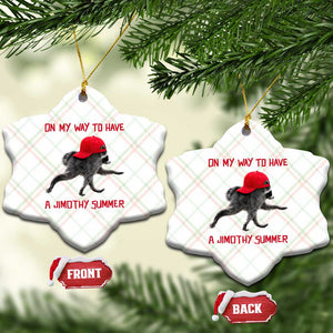 On My Way To Have A Jimothy Summer Ceramic Ornament Funny Viral Seattle Raccoon Wearing Red Cap