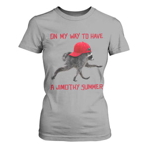 On My Way To Have A Jimothy Summer T Shirt For Women Funny Viral Seattle Raccoon Wearing Red Cap