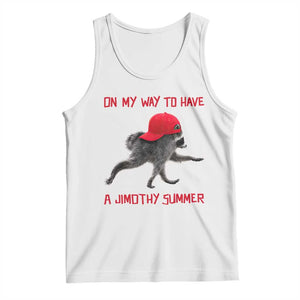 On My Way To Have A Jimothy Summer Tank Top Funny Viral Seattle Raccoon Wearing Red Cap