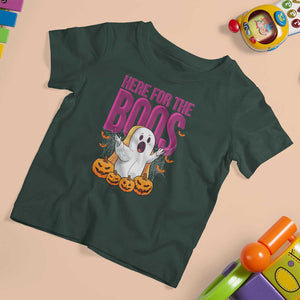 Boo Sheet T Shirt For Kid Here For The Boos Spooky Halloween Ghost Costume TS02 Dark Forest Green Print Your Wear