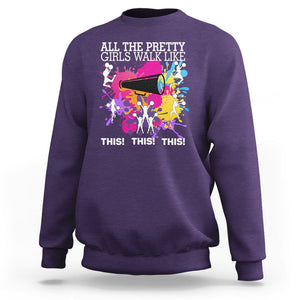 Funny Cheer Girls Sweatshirt All The Pretty Girls Walk Like This This This Cheerleader Cheerleading TS02 Purple Printyourwear