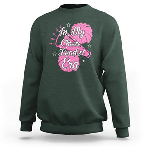 Funny Cheer Girls Sweatshirt In My Cheer Leader Era Pink Pom Pom Cheerleading TS02 Dark Forest Green Printyourwear