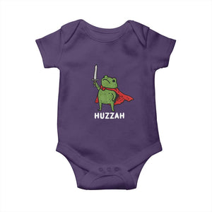 Funny Huzzah Frog Meme Baby Onesie Knight with Sword Whimsical Viral Amphibian Humor TS02 Purple Print Your Wear