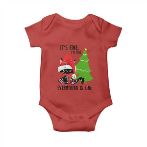 Black Cat Christmas Baby Onesie It's Fine I'm Fine Everything Is Fine TS02 Red Print Your Wear