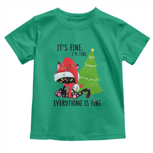 Black Cat Christmas Toddler T Shirt It's Fine I'm Fine Everything Is Fine TS02 Irish Green Print Your Wear