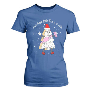 Boujee Christmas Tree Cake T Shirt For Women Out Here Lookin' Like A Snack TS02 Royal Blue Print Your Wear