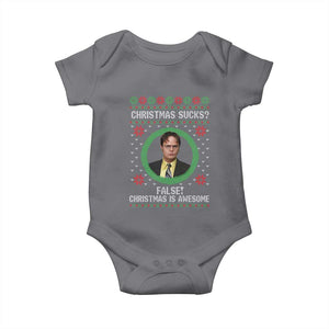 Christmas Sucks FALSE Christmas Is Awesome Baby Onesie Funny Xmas Office Holiday Humor TS02 Charcoal Print Your Wear
