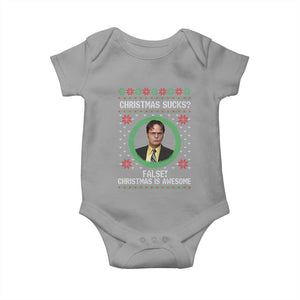 Christmas Sucks FALSE Christmas Is Awesome Baby Onesie Funny Xmas Office Holiday Humor TS02 Sport Gray Print Your Wear