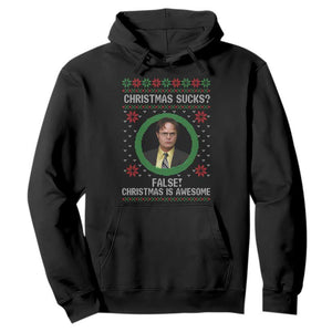 Christmas Sucks FALSE Christmas Is Awesome Hoodie Funny Xmas Office Holiday Humor TS02 Black Print Your Wear