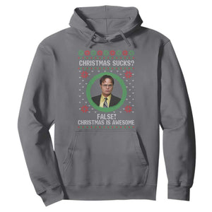 Christmas Sucks FALSE Christmas Is Awesome Hoodie Funny Xmas Office Holiday Humor TS02 Charcoal Print Your Wear