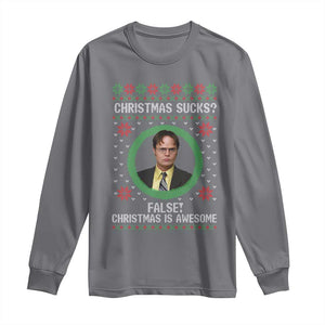 Christmas Sucks FALSE Christmas Is Awesome Long Sleeve Shirt Funny Xmas Office Holiday Humor TS02 Charcoal Print Your Wear