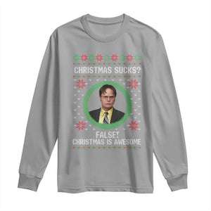 Christmas Sucks FALSE Christmas Is Awesome Long Sleeve Shirt Funny Xmas Office Holiday Humor TS02 Sport Gray Print Your Wear