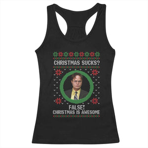 Christmas Sucks FALSE Christmas Is Awesome Racerback Tank Top Funny Xmas Office Holiday Humor TS02 Black Print Your Wear
