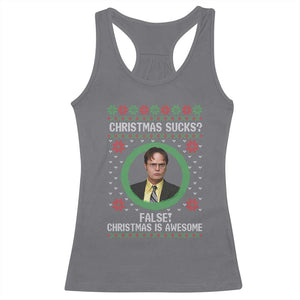 Christmas Sucks FALSE Christmas Is Awesome Racerback Tank Top Funny Xmas Office Holiday Humor TS02 Charcoal Print Your Wear