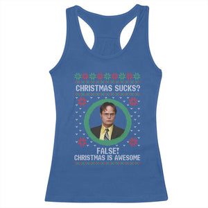 Christmas Sucks FALSE Christmas Is Awesome Racerback Tank Top Funny Xmas Office Holiday Humor TS02 Royal Blue Print Your Wear