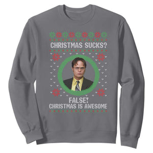 Christmas Sucks FALSE Christmas Is Awesome Sweatshirt Funny Xmas Office Holiday Humor TS02 Charcoal Print Your Wear