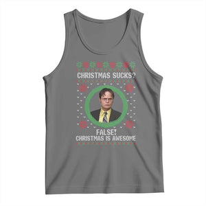 Christmas Sucks FALSE Christmas Is Awesome Tank Top Funny Xmas Office Holiday Humor TS02 Black Heather Print Your Wear