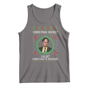 Christmas Sucks FALSE Christmas Is Awesome Tank Top Funny Xmas Office Holiday Humor TS02 Deep Heather Print Your Wear
