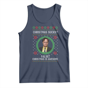 Christmas Sucks FALSE Christmas Is Awesome Tank Top Funny Xmas Office Holiday Humor TS02 Navy Print Your Wear