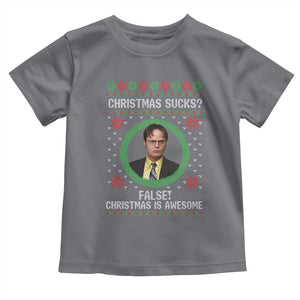 Christmas Sucks FALSE Christmas Is Awesome Toddler T Shirt Funny Xmas Office Holiday Humor TS02 Charcoal Print Your Wear