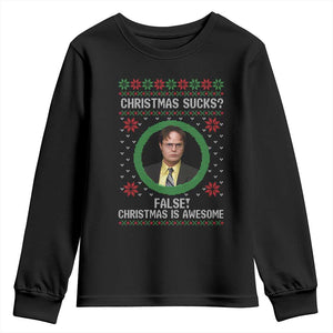 Christmas Sucks FALSE Christmas Is Awesome Youth Sweatshirt Funny Xmas Office Holiday Humor TS02 Black Print Your Wear