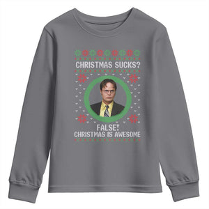 Christmas Sucks FALSE Christmas Is Awesome Youth Sweatshirt Funny Xmas Office Holiday Humor TS02 Charcoal Print Your Wear