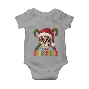 Seis Siete Christmas Meme Baby Onesie Sugar Skull 67 Santa Hat Candy Canes TS02 Sport Gray Print Your Wear