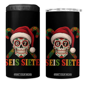 Seis Siete Christmas Meme 4 in 1 Can Cooler Tumbler Sugar Skull 67 Santa Hat Candy Canes TS02 One Size: 16 oz Black Print Your Wear