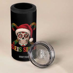 Seis Siete Christmas Meme 4 in 1 Can Cooler Tumbler Sugar Skull 67 Santa Hat Candy Canes TS02 Print Your Wear