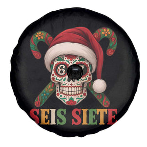 Seis Siete Christmas Meme Spare Tire Cover Sugar Skull 67 Santa Hat Candy Canes TS02 Print Your Wear
